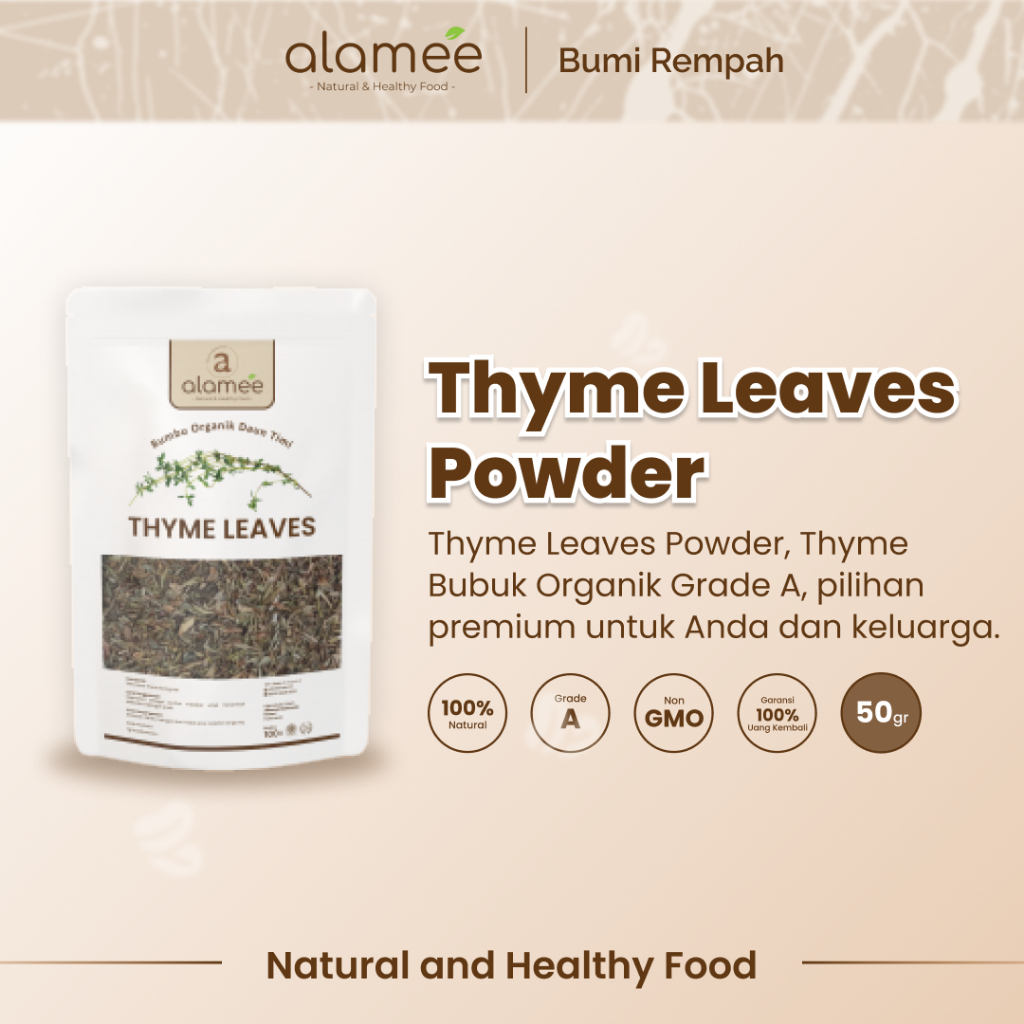 

ALAMEE Thyme Kering Daun Timi Bumbu Dapur Organik Garnish Dried Leaves Murni Tanpa Campuran 50g