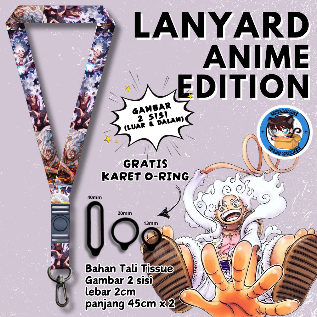 

Lanyard Panjang Anime 2 Sisi / Luffy Gear One Piece / gantungan kunci layard keychain
