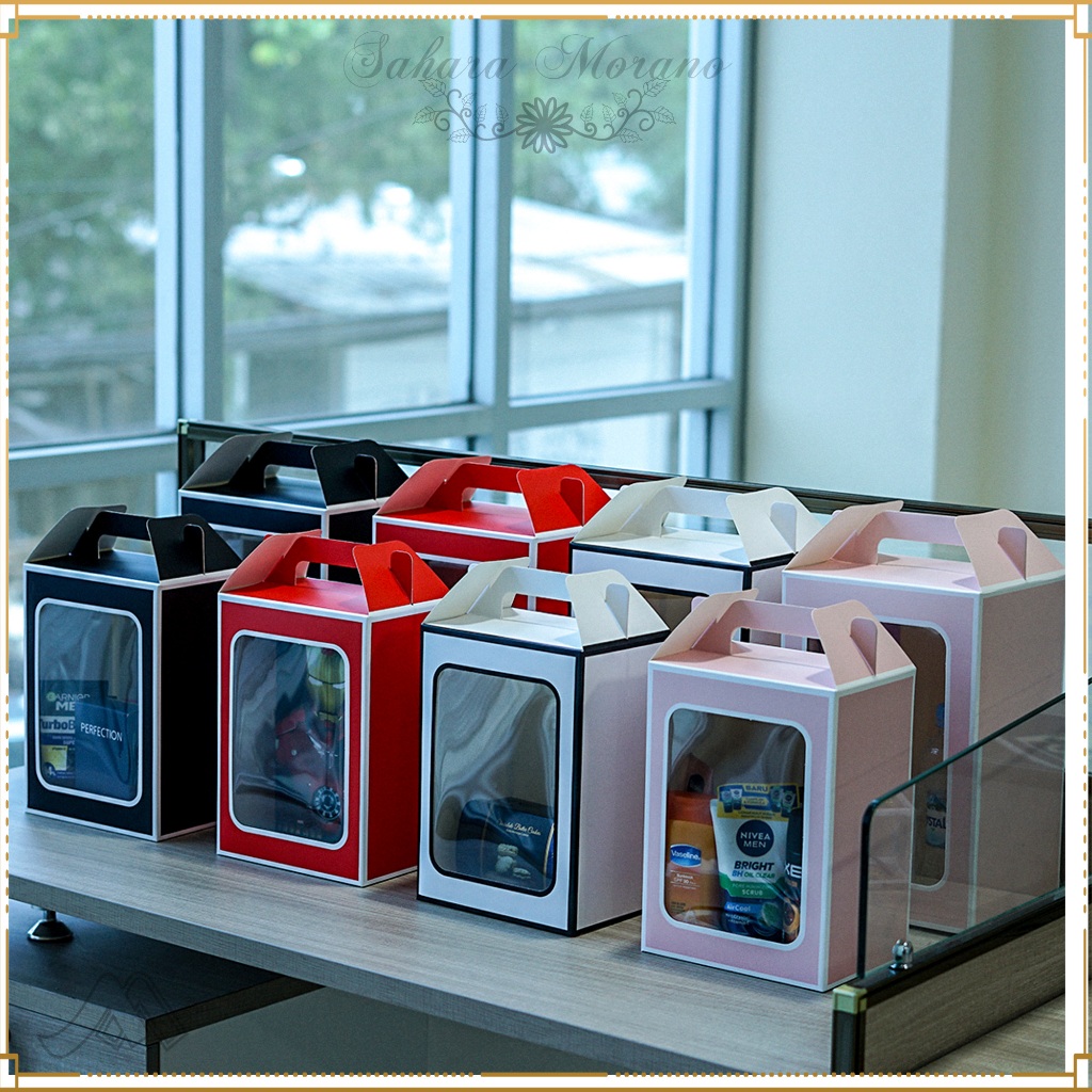 

Flower Box Handle Transparant Mika Kotak Bunga Kotak Hadiah Souvenir Flower Bag Kotak Multifungsi