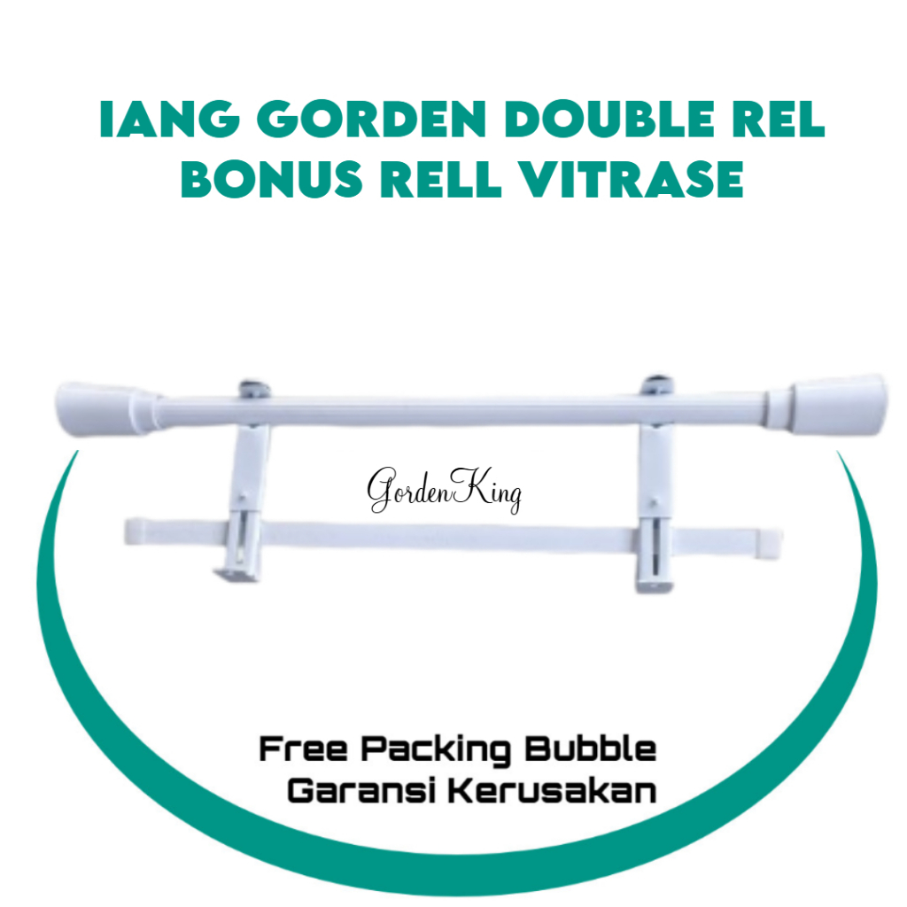 Batang Tiang Besi Rel Gorden Double Vitrase Hordeng Double Full Set 1 2 3 4 Meter