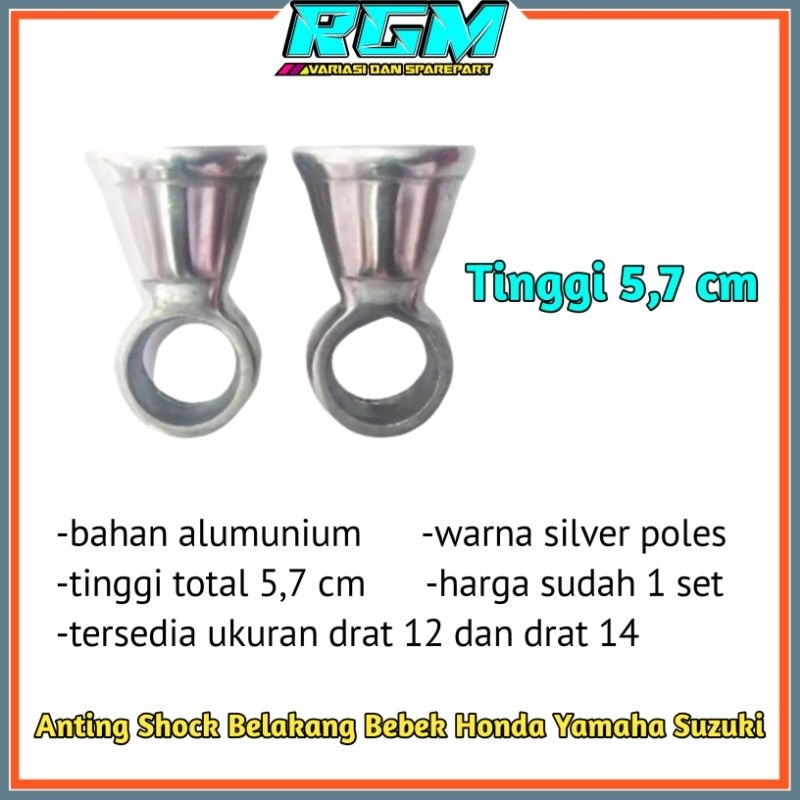 Peninggi Shock Belakang Bebek Anting Shock Bebek Tinggi 5,7 cm Drat 12 Drat 14