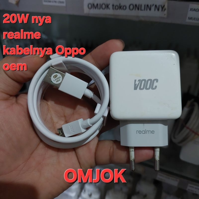 Charger Realme 20W vooc Micro Pin kusus 3 pro bekas copotan