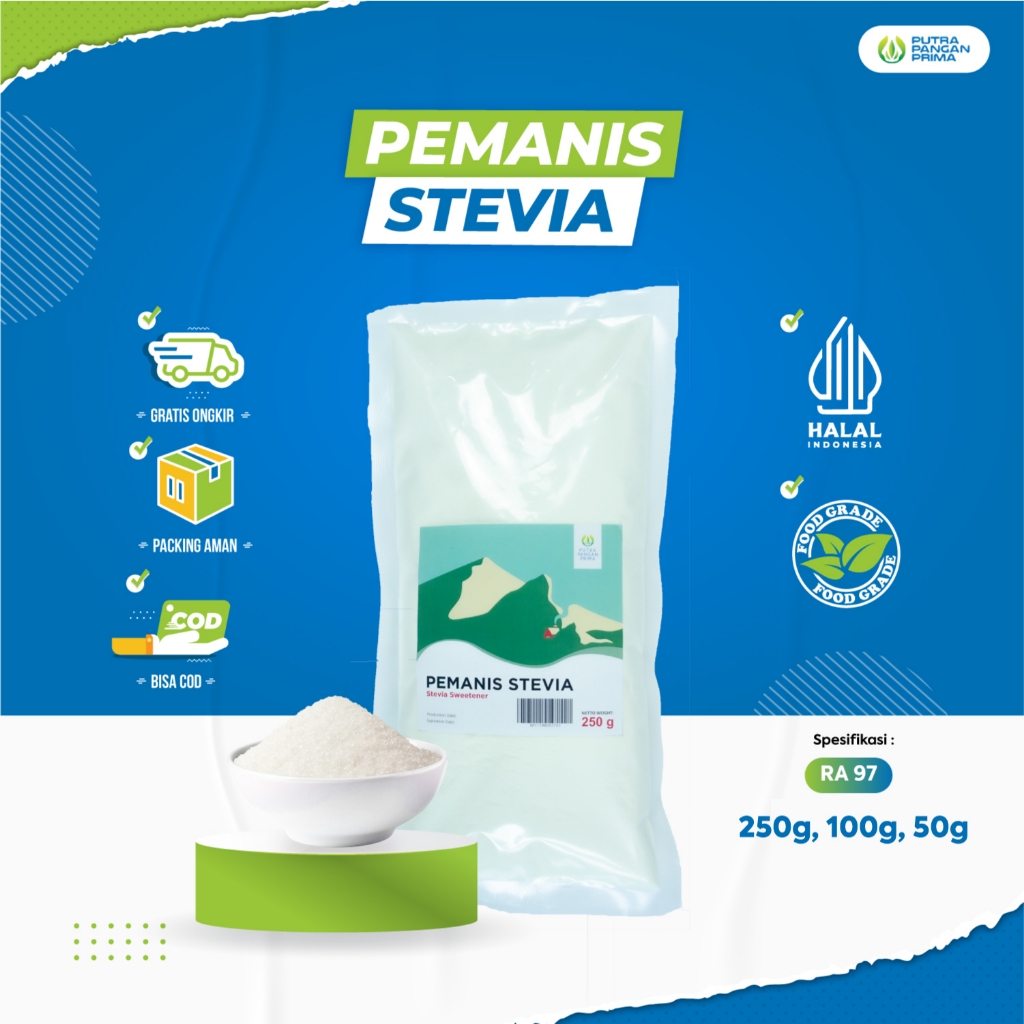 

Stevia Pemanis Alami Bubuk Premium Powder Natural Sweetener 50gr 100gr 250gr