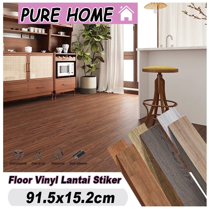 Pure Home-Lantai Vinyl Stiker PVC Ukuran91.4cmx15.2cm / LANTAI VINYL PAEKET KAYU STIKER / Lantai vin