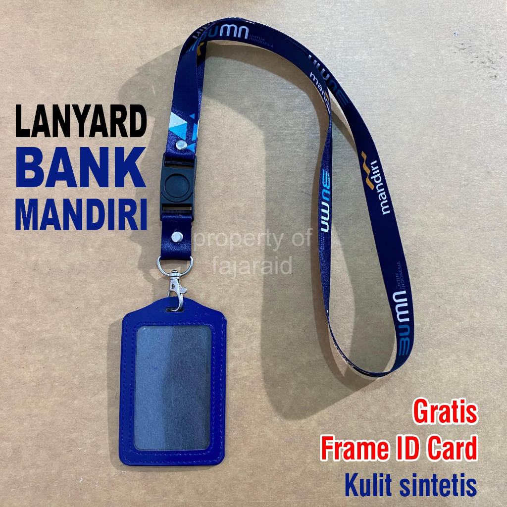 LANYARD BANK MANDIRI BUMN GRATIS FRAME / CASING ID CARD KULIT