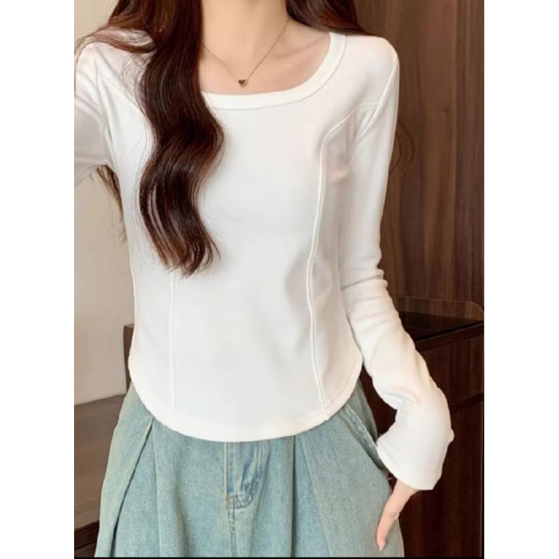 Kaos Crop Lengan Panjang Kaos Wanita Lengan Panjang Kaos Korean Style