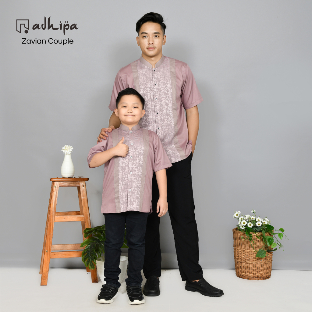Seragam Zavian Koko Couple Ayah dan Anak warna Ungu Lavender Lilac