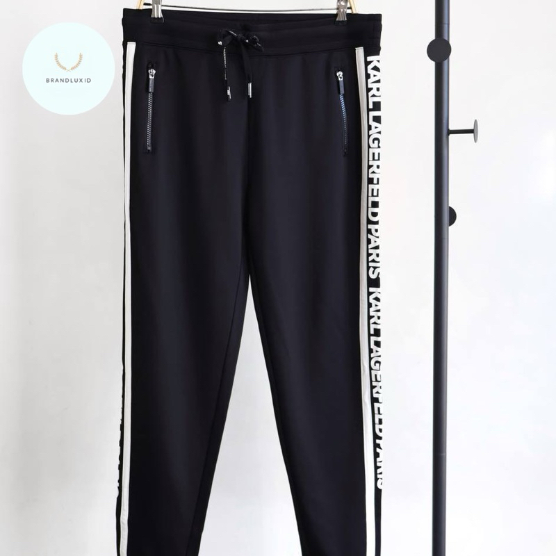 Karl Lagerfeld logo side track jogger pants in black