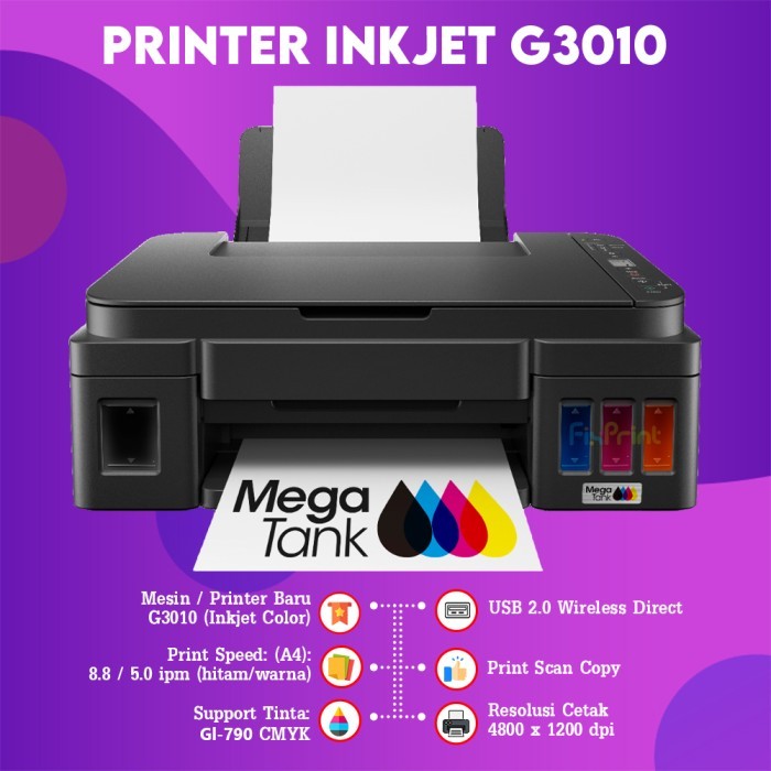 FixPrint - Printer Canon G3010 InkTank AIO Wireless Ink Tank Multifunctions WiFi A4 Original