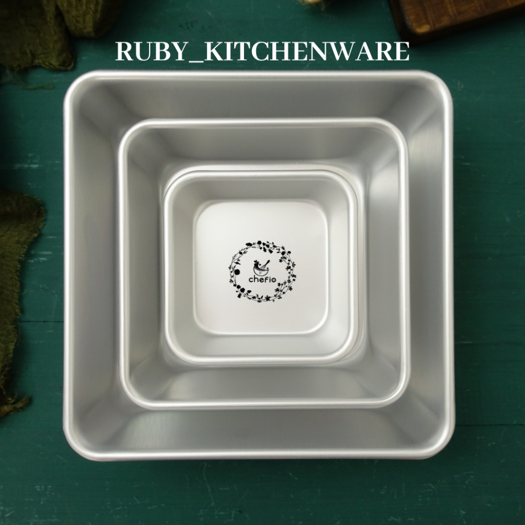 Chefio Loyang Kotak Aluminium Tanpa Sambungan Press Bolu Cake Lapis