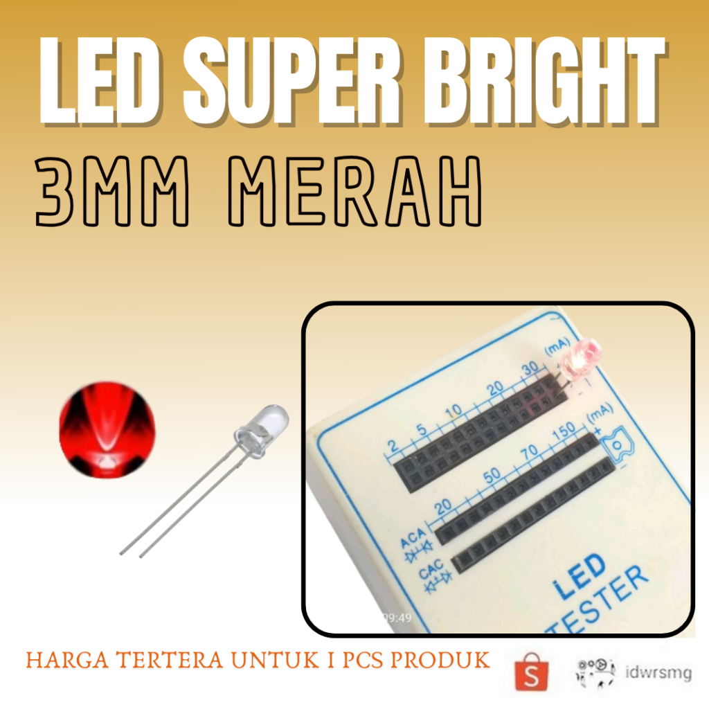 LED Merah 3mm Hi Bright Super Bright LED 3 mm Merah