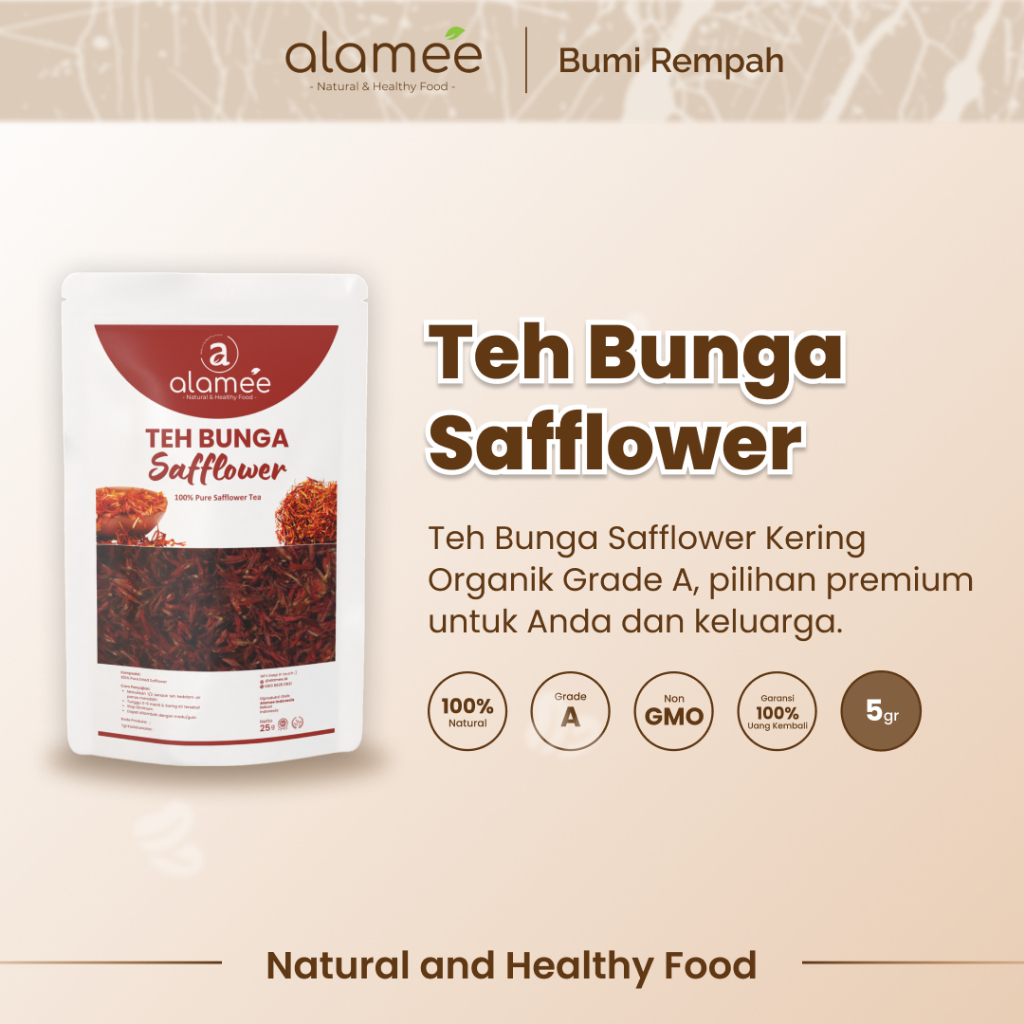 

ALAMEE Teh Bunga Safflower Herbal Tea Original Organik 5gr Alami Siap Seduh Minuman Sehat Organic