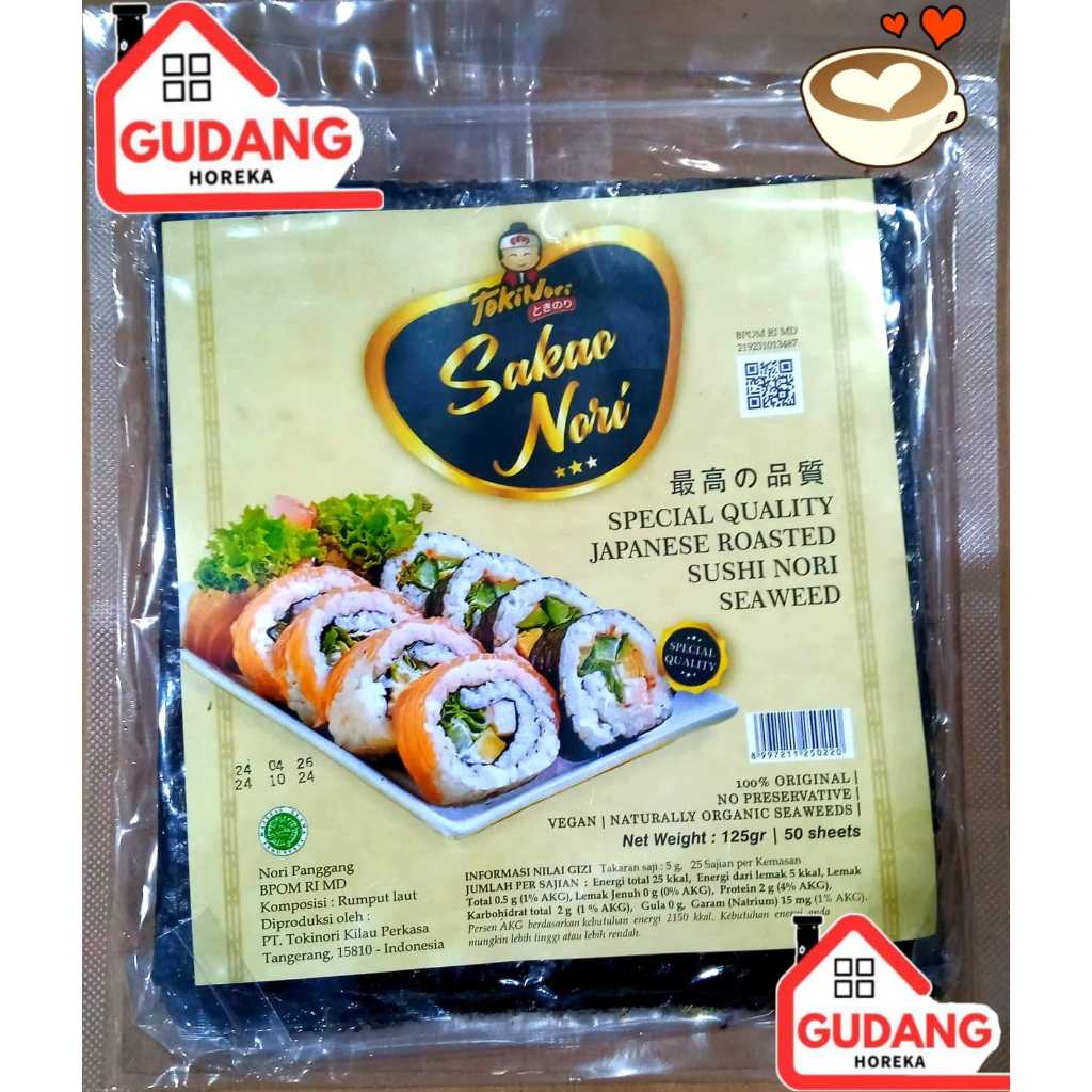 

SAKAO SUSHI NORI 50 LEMBAR DRIED SEAWEED RUMPUT LAUT PANGGANG 21 X 19 SUSHI NORI PREMIUM MURAH