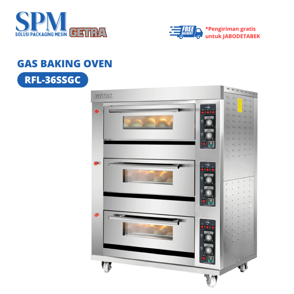 Gas Baking Oven Getra RFL 36SSGC Oven Gas 3 Deck 6 Tray RFL-36SSGC / RFL36SSGC