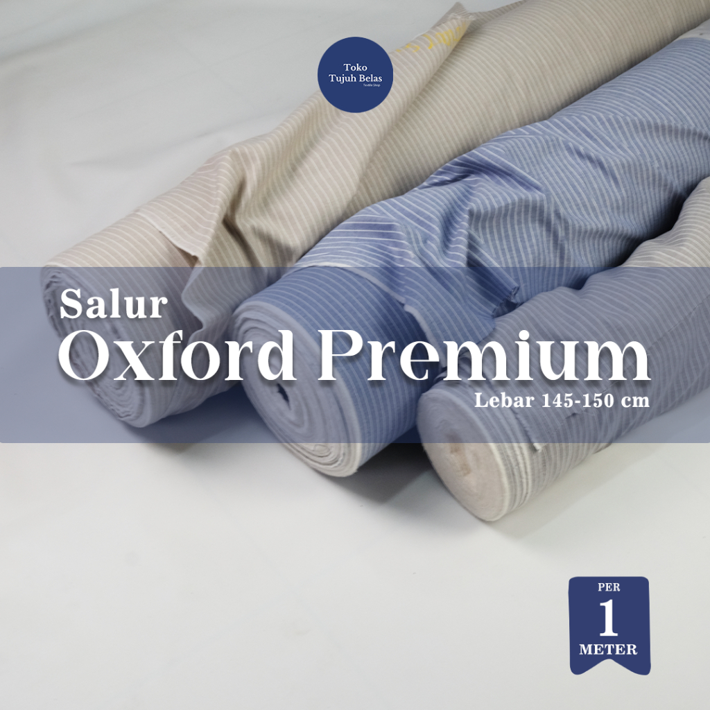 Toko17 OXFORD PREMIUM SALUR PER 1 METERAN kain eceran bahan kemeja, koko