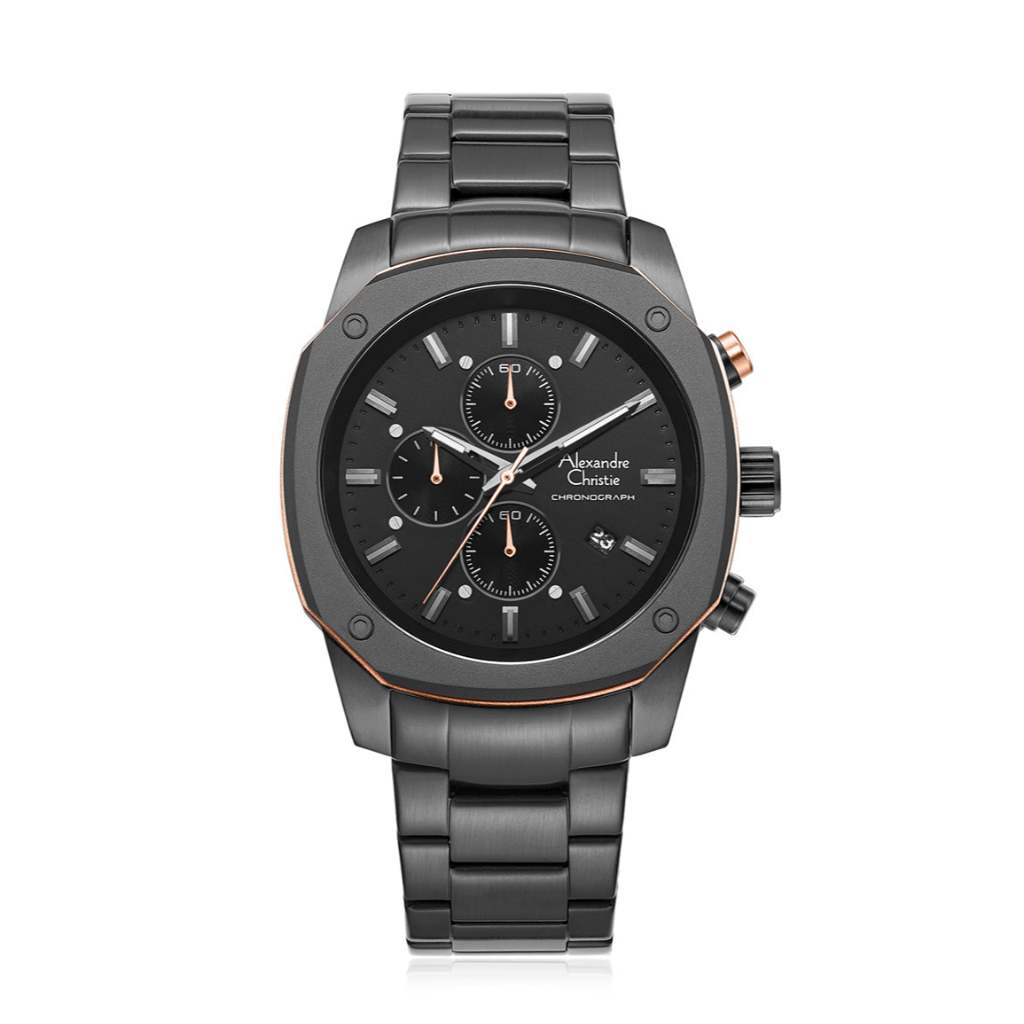 Alexandre Christie AC 6658 MCBEPBARG Hitam Original / Jam Tangan Pria Rantai Stainless Steel MC