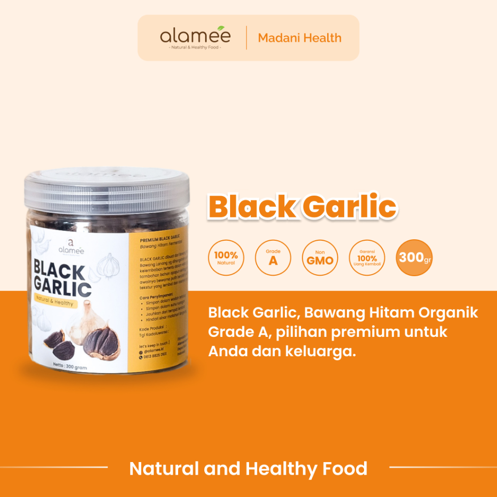 

ALAMEE Black Garlic Garlik Bawang Hitam Tunggal Kating 300 gram Herbal Premium Lanang Alami Natural