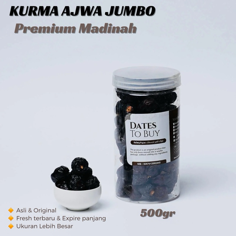 

KURMA AJWA JUMBO 500gr Repack Ajwa 500 gram Premium Madinah Nabi Sunah Ajwah Azwa Dates Buah 0.5 kg