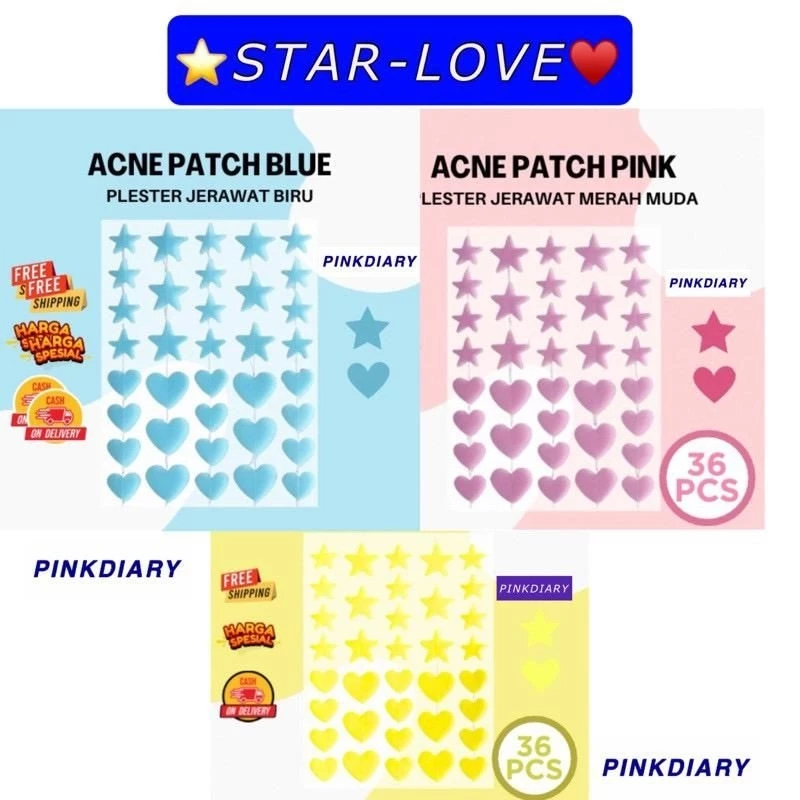 Acne Patch Tempelan Jerawat 36 Pcs Motif Stiker Jerawat Colorful Hydrocolloid Acne Pimple Patch 36Pc