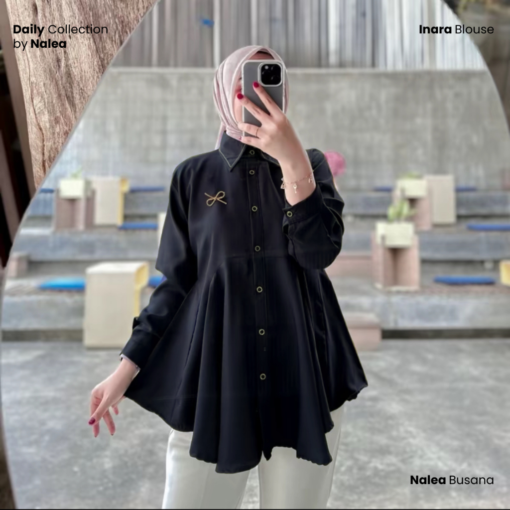 NALEA Blouse Inara Kemeja Polos Wanita Kancing Manset
