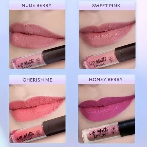 Lip Matte Cream SR12 2gr - Lip Cream - Lip Matte - Nude Berry - Sweet Pink - Cherish Me - Honey Berr