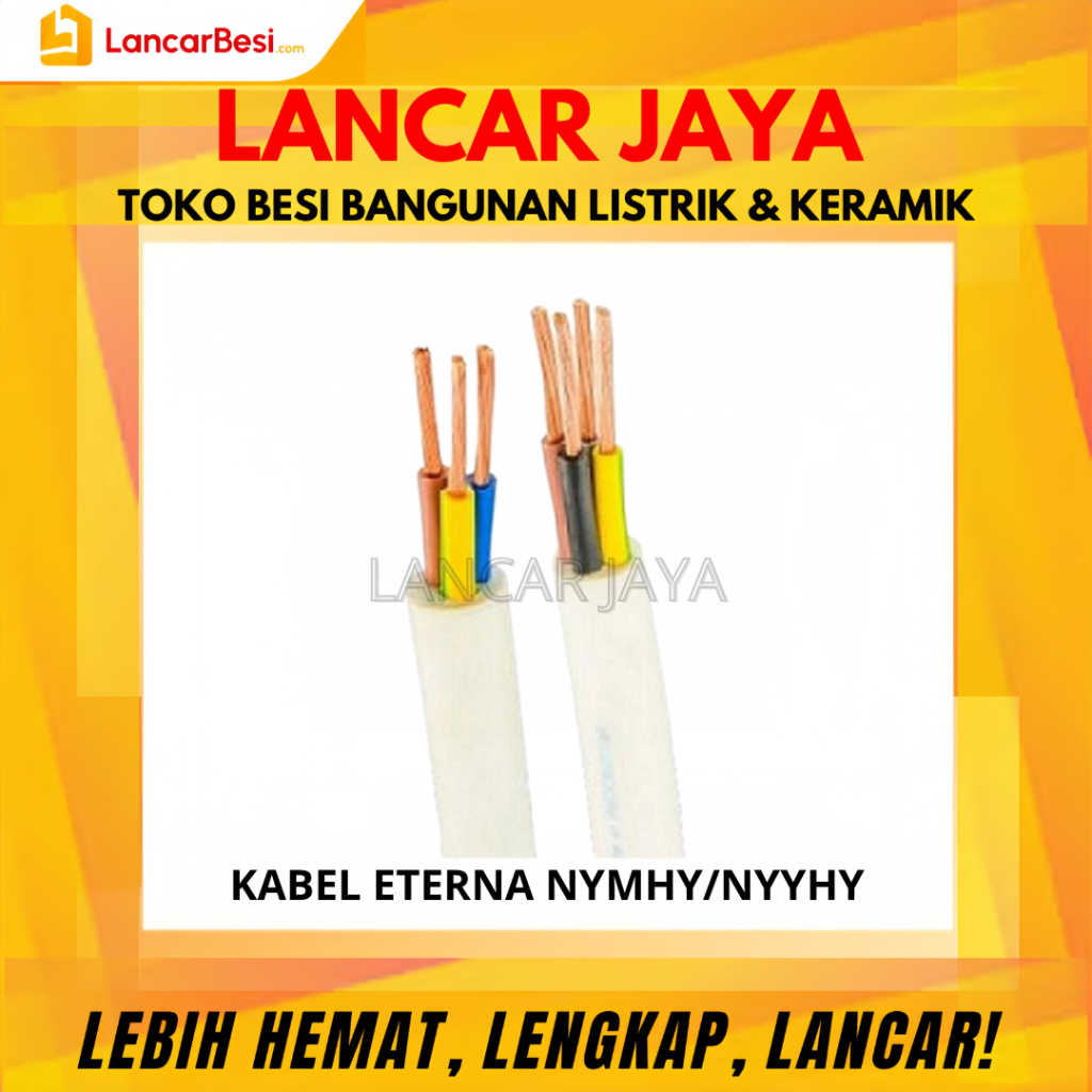 Kabel Eterna NYMHY/NYYHY 50 Meter 3X0.75, 3x1.5, 3x2.5, 3x4, 3x6, 3x10