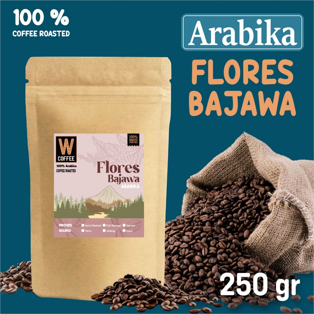 

Kopi Arabika Flores Bajawa Arabica Coffee Bean Biji Bubuk Asli 200 gr - Biji Kopi