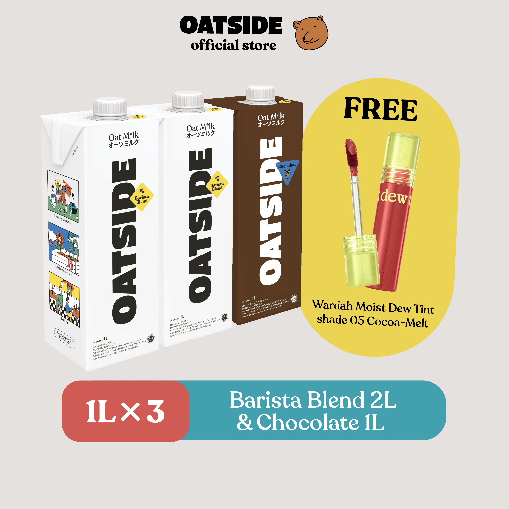 

[BUNDLING SPECIAL] OATSIDE - Oat Milk Barista Blend 2L + Chocolate 1L FREE Wardah Moist Dew Tint Shade 05 - Cocoa Melt
