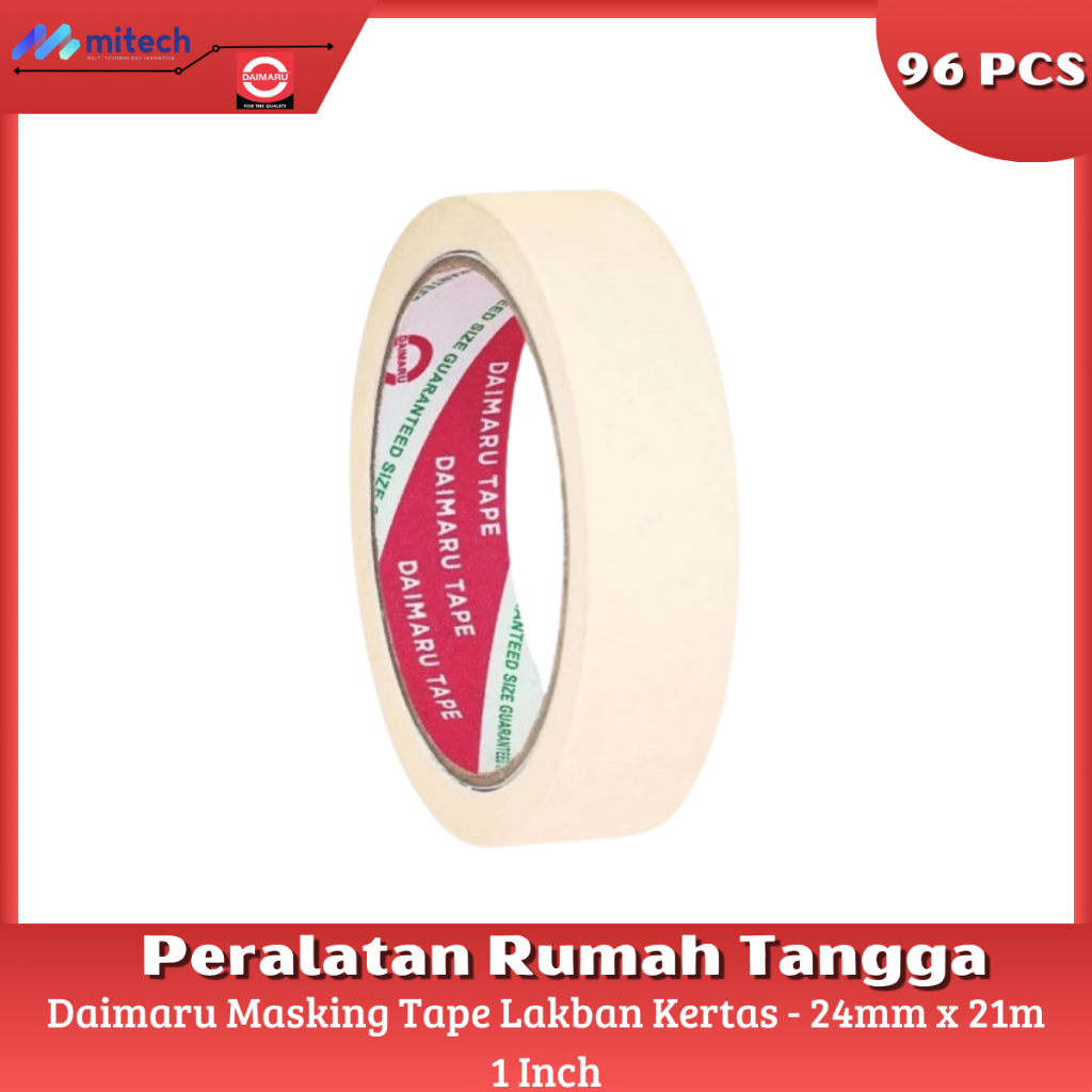 

Daimaru Masking Tape Lakban Kertas 1 Inch 24mm x 21m - 96 Pcs / Lakban Kertas Daimaru