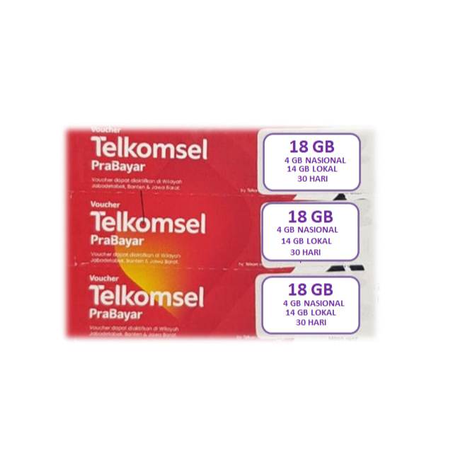 Voucher TELKOMSEL 18 GB 28 Hari