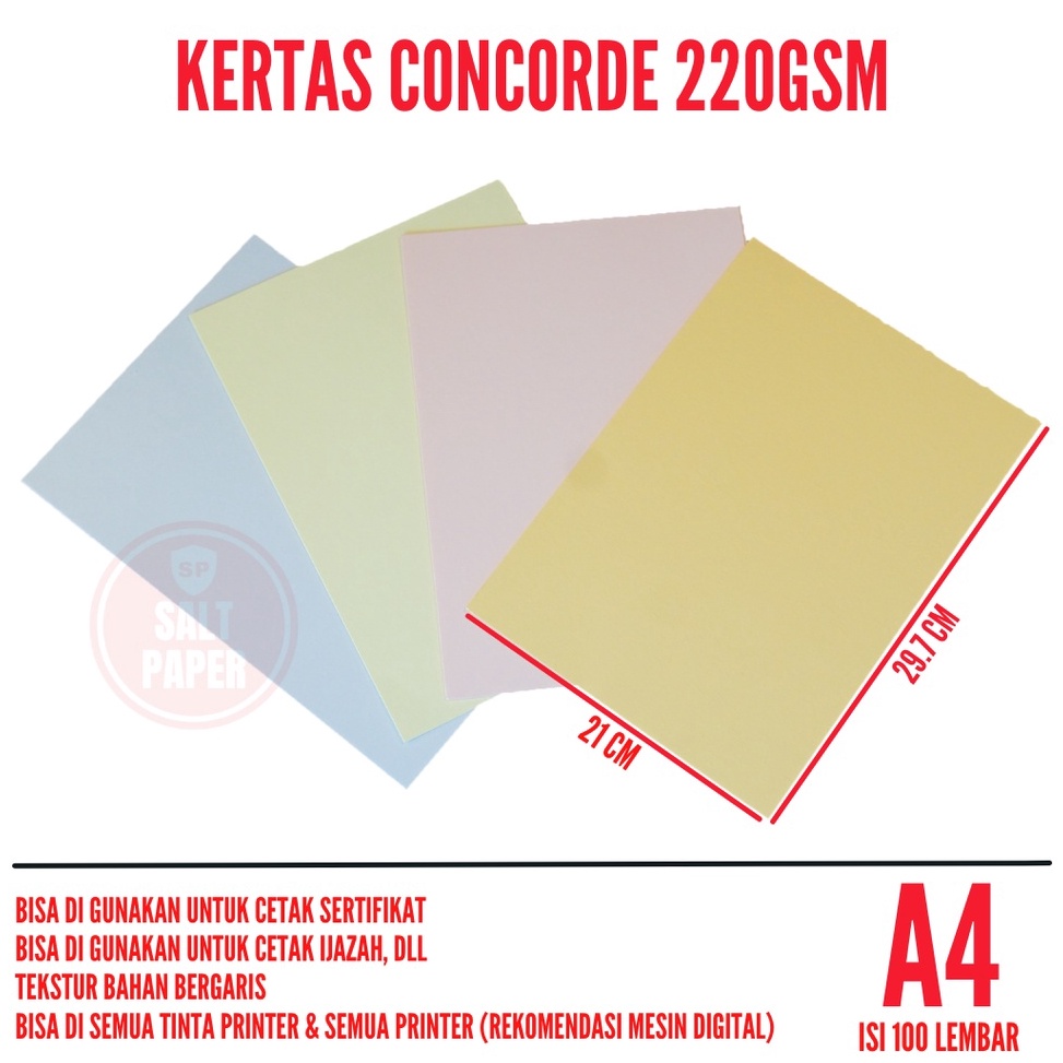 KODE DKDT Kertas Concorde A4 22 gr isi 1 lembar  Kertas Concorde 22 gr  Kertas Sertifikat A4