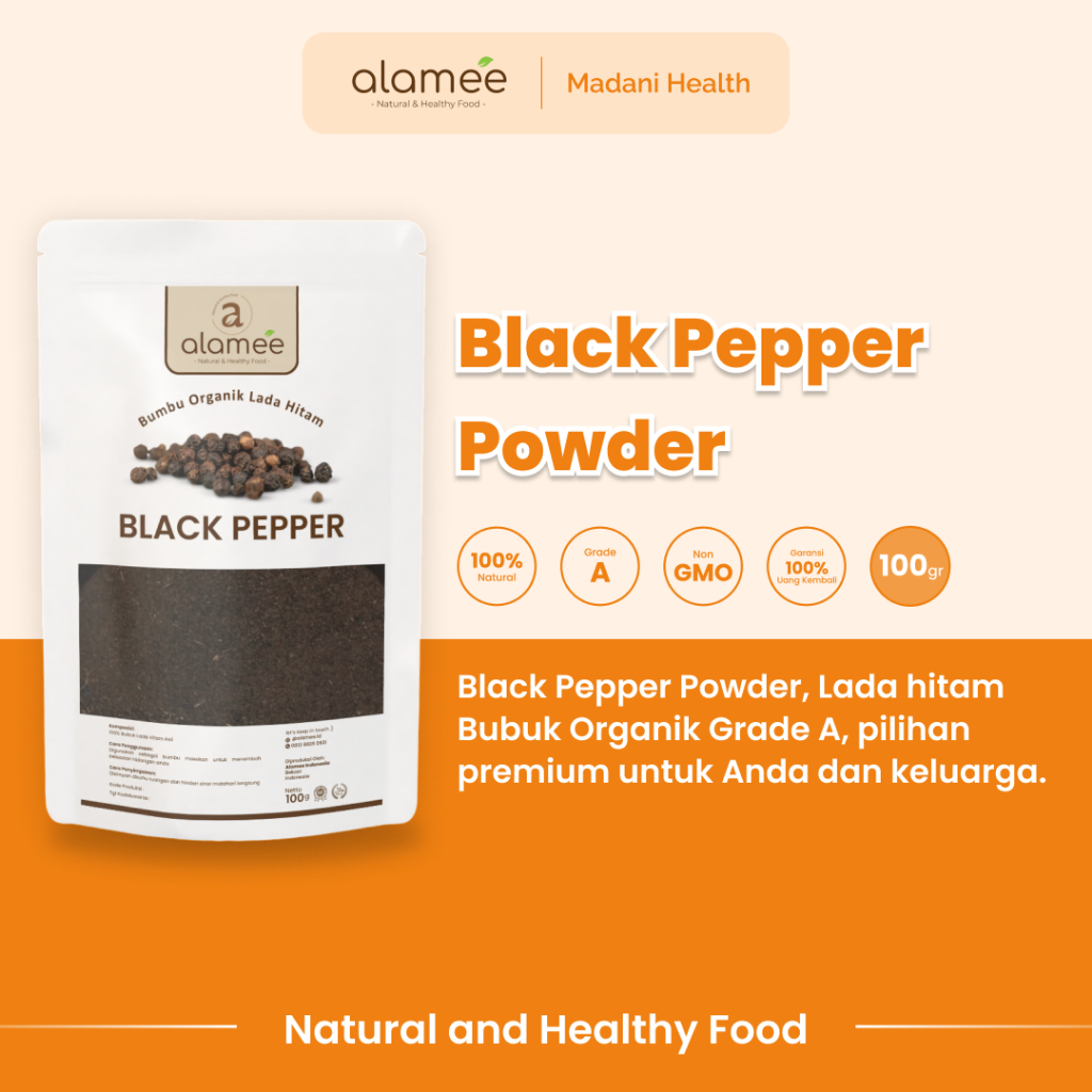 

ALAMEE Bubuk Lada Hitam Blackpepper Seasoning Powder Bubuk Black Pepper Bumbu Dapur Masak 100g