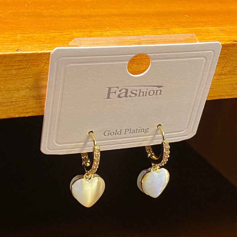 Graceofyou - Pearly Heart Earrings - Anting Wanita - Anting Hati Cewek Stud Korea KKV