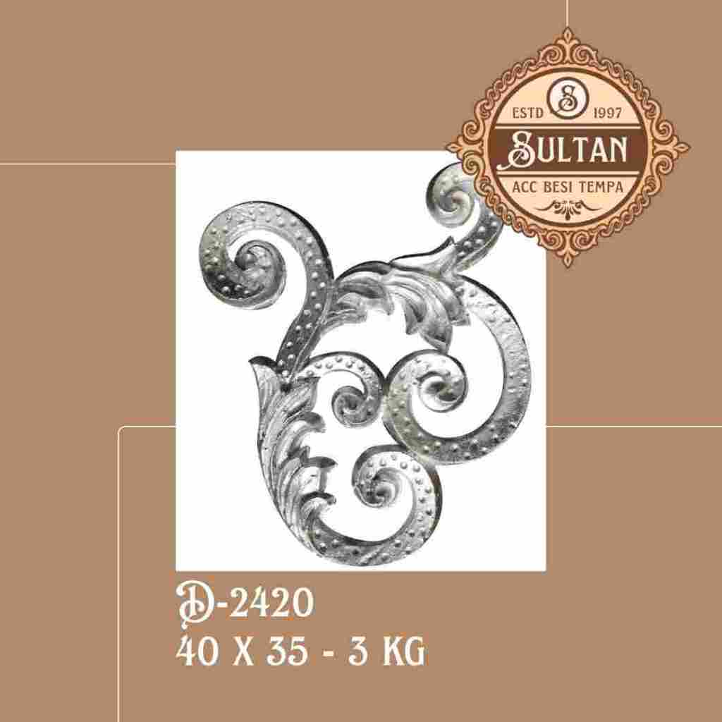 Sultan Besi Tempa / D-2420 / Ornamen Daun Besi Tempa / Ornamen Pagar Besi Klasik / Aksesoris Besi Te
