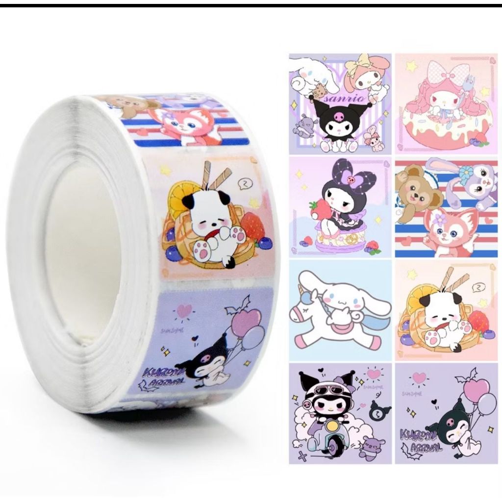 

Stiker lebel Roll 500 Lembar Karakter Sticker Roll Buat Tempel DIY Packaging Kotak Souvenir