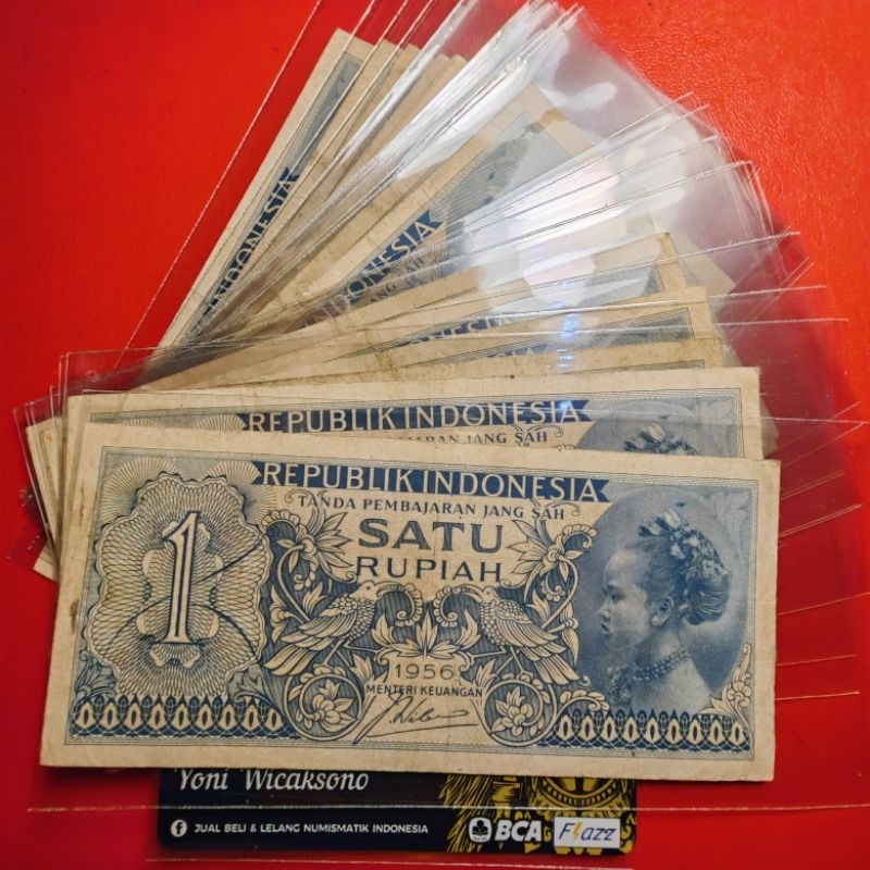 1 rupiah 1954 ~1956 fine utuh ada lipat noda