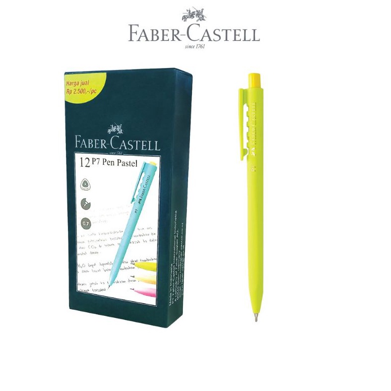 

KODE D85J Faber Castell Pulpen P7 Ballpoint P7 Pastel 7 mm black Ink 1 pack Isi 12 pcs