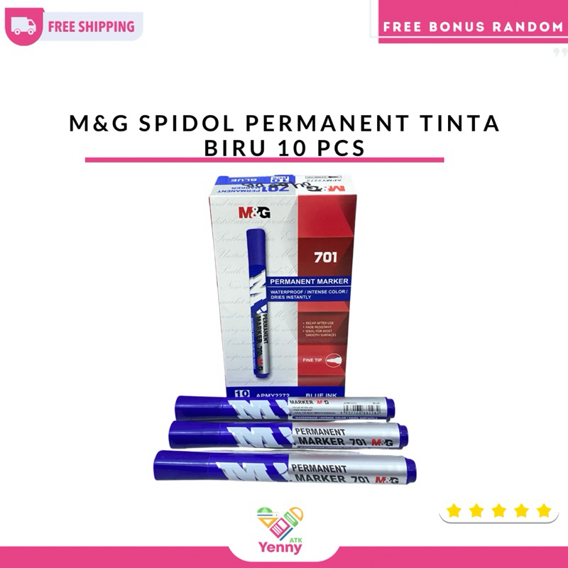 

Spidol M&G Permanent Tinta Biru 1 Pack 10 | Kualitas Super Premium