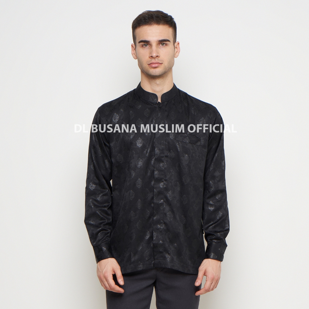 MOTIF BARUDL Busana Muslim, Baju Koko Pria Warna Hitam, Baju Muslim DL, Baju Koko DL Warna Hitam, Ba
