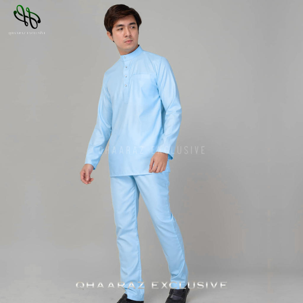 Raffan Baju Melayu Pria Setelan Koko Muslim Modern Bahan Katun Toyobo Satu Set Pakaian Teluk Belanga