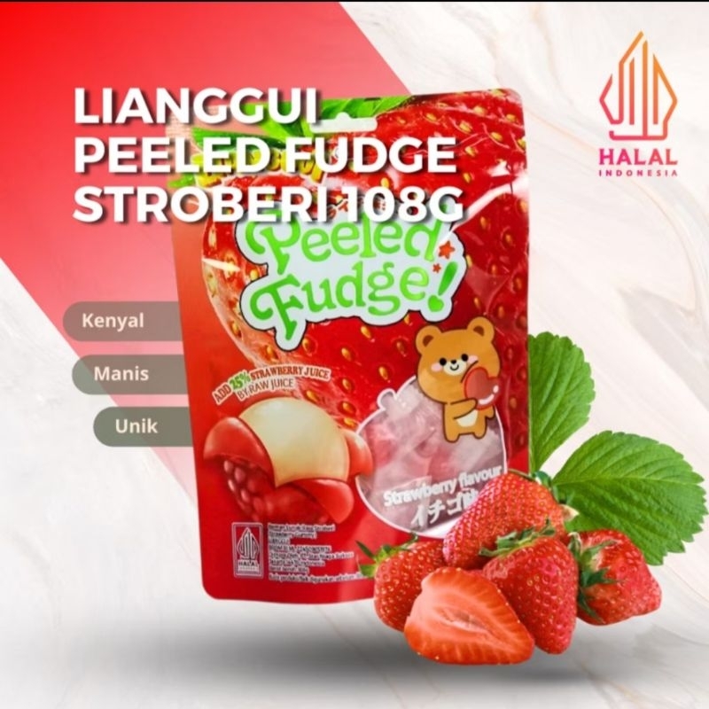 

Halal Indonesia Lianggui Peeled Fudge Stroberi 108g Yeeled Fudge! Strawberry Flavour