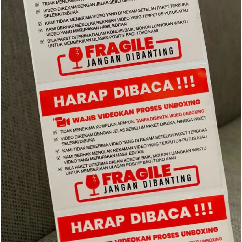 

100 pcs Sticker Wajib Video Unboxing Stiker Jangan Dibanting FRAGILE