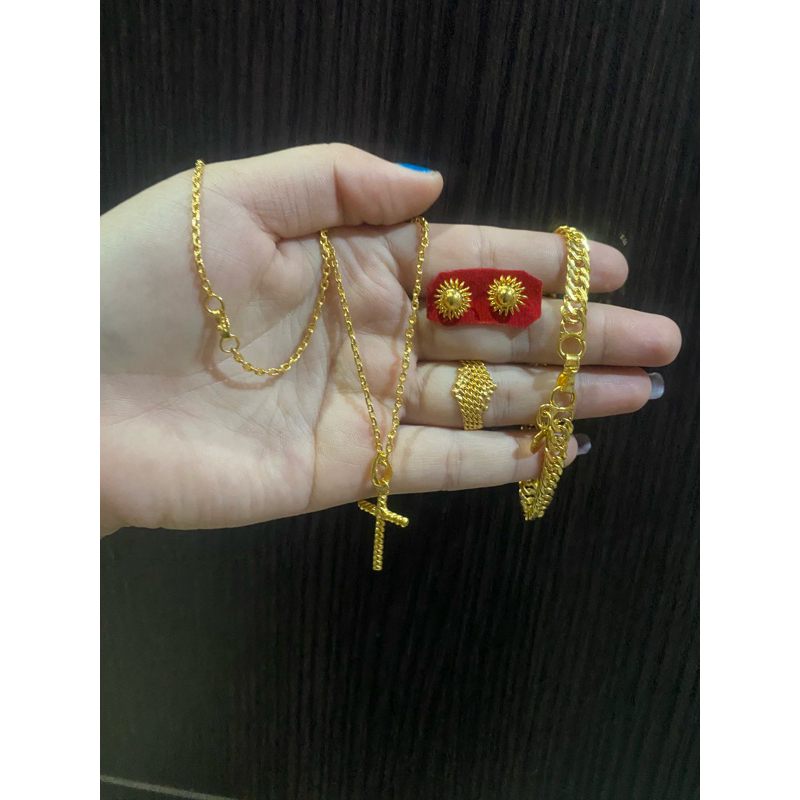 set salib mewah super cantik replika emas asli