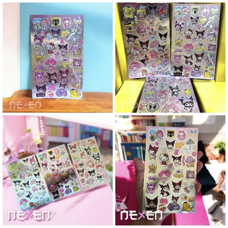 

Sticker set Kuromi Sanrio Hello kitty, sticker lucu, sticker korea, sticker anak, sticker glossy