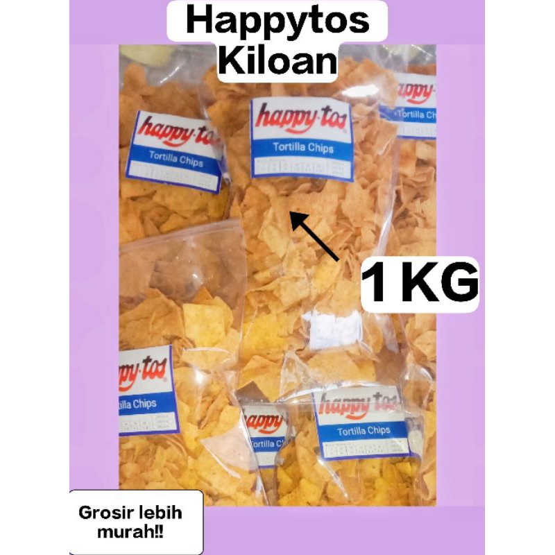 

Camilan Snack Happytos Tortilla Chips Kiloan 1 kg(250gr x 4)