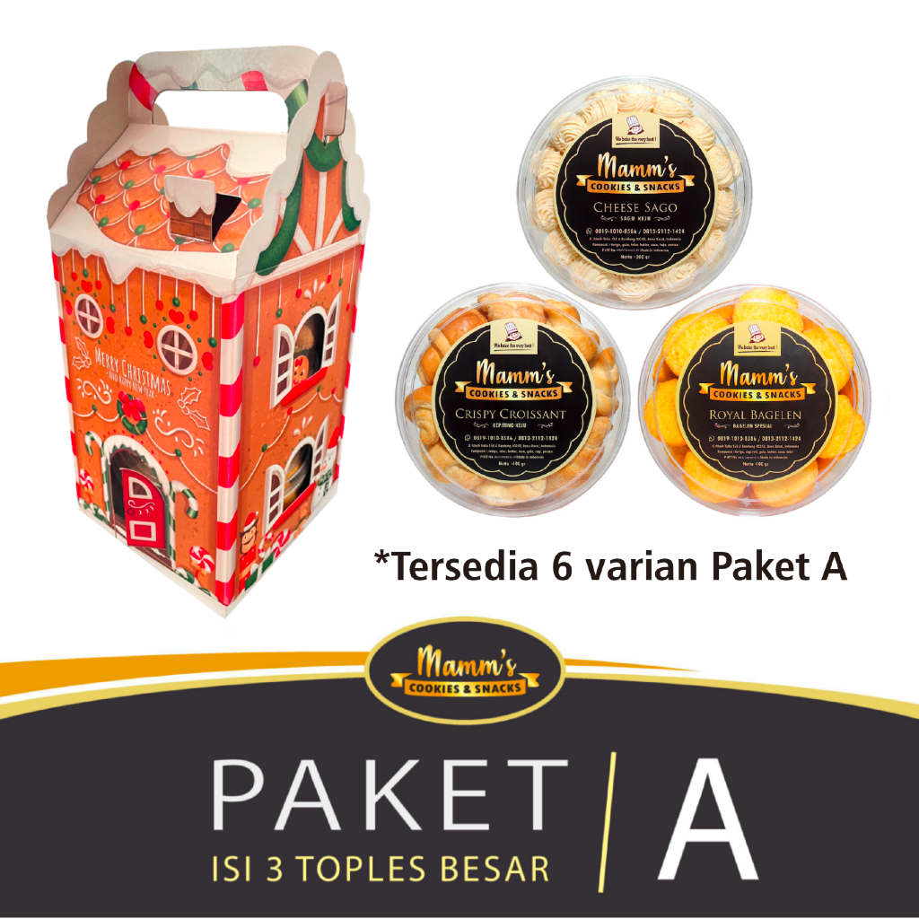 

Paket A - Hampers Natal Cookies Parcel Kue Kering isi 3 toples BESAR Christmas Enak Murah Box Mammscookies