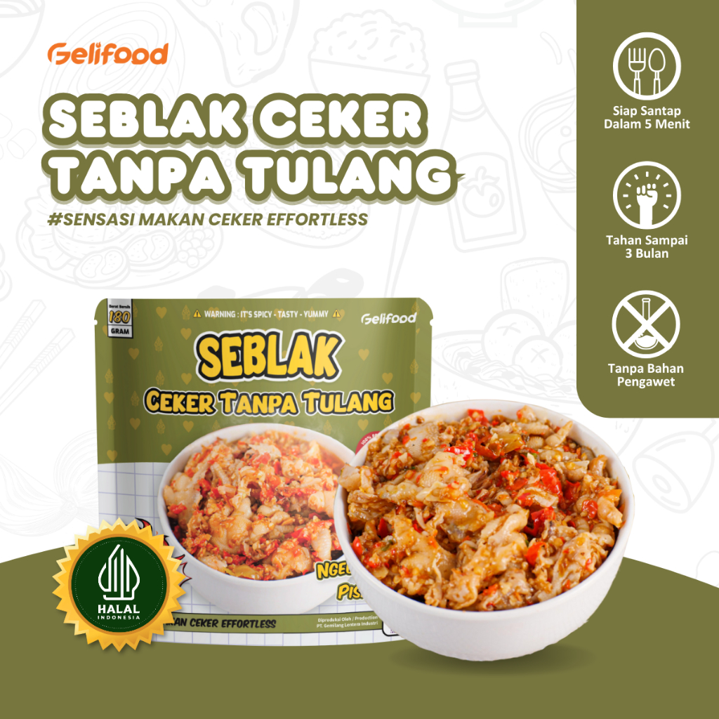 Geli Food - Dakbal Ceker Seblak Merecon Ceker Tanpa Tulang ( Dakbal Bumbu Seblak Cobek ) 200gr