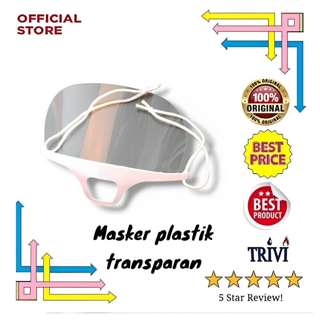Mask plastic transparant (masker penutup mulut plastik transparan).