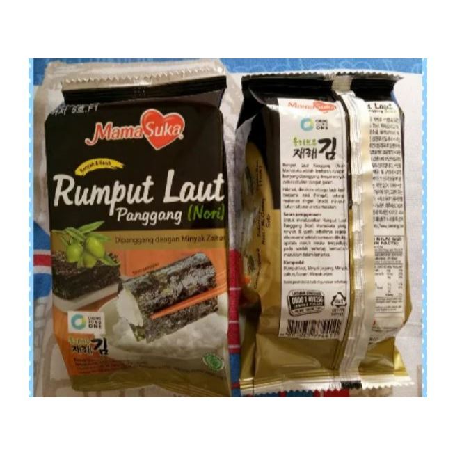 

rumput laut panggang/nori, snack/cemilan/camilan mama suka dipanggang dengan minyak zaitun, teman makan nasi