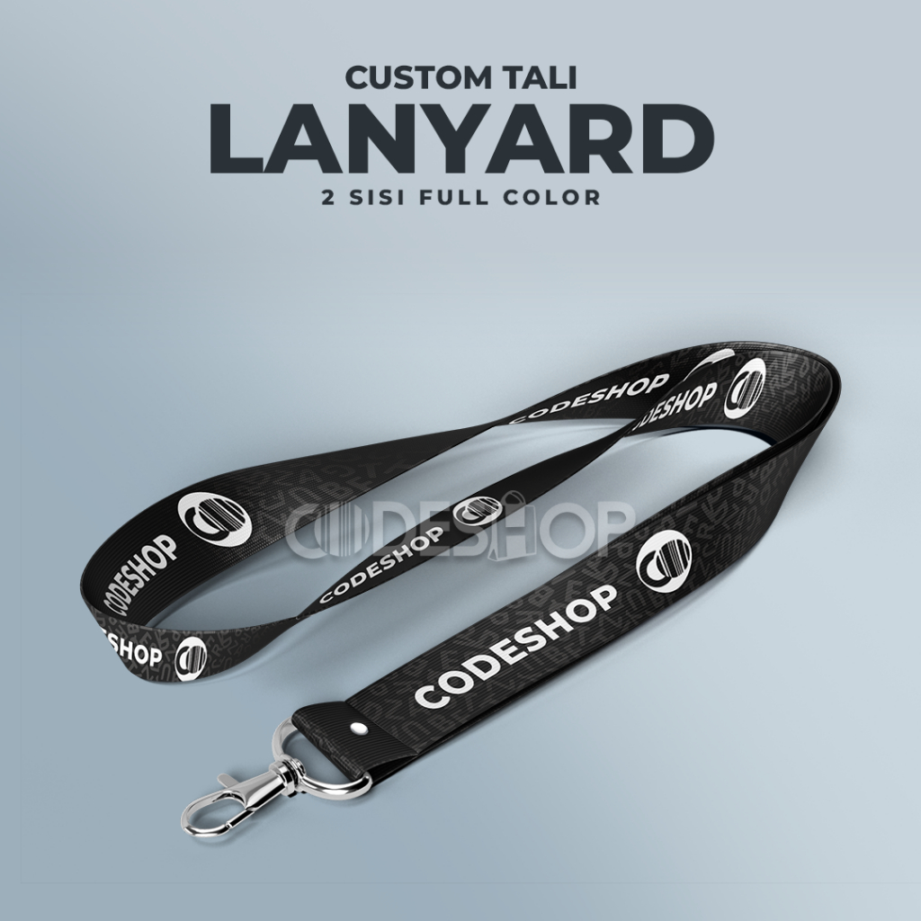 

Custom Cetak Tali Lanyard Printing Poleyster 2 Sisi Full Color 90 cm